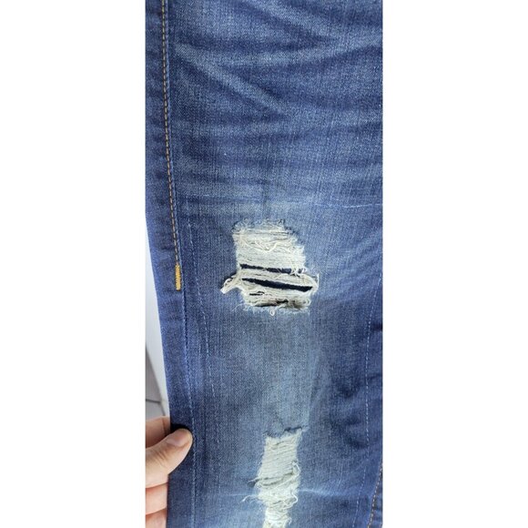 True Religion Jeans Womens 29X 32  Blue Low Rise Distressed Skinny Vintage Y2K - Picture 4 of 12
